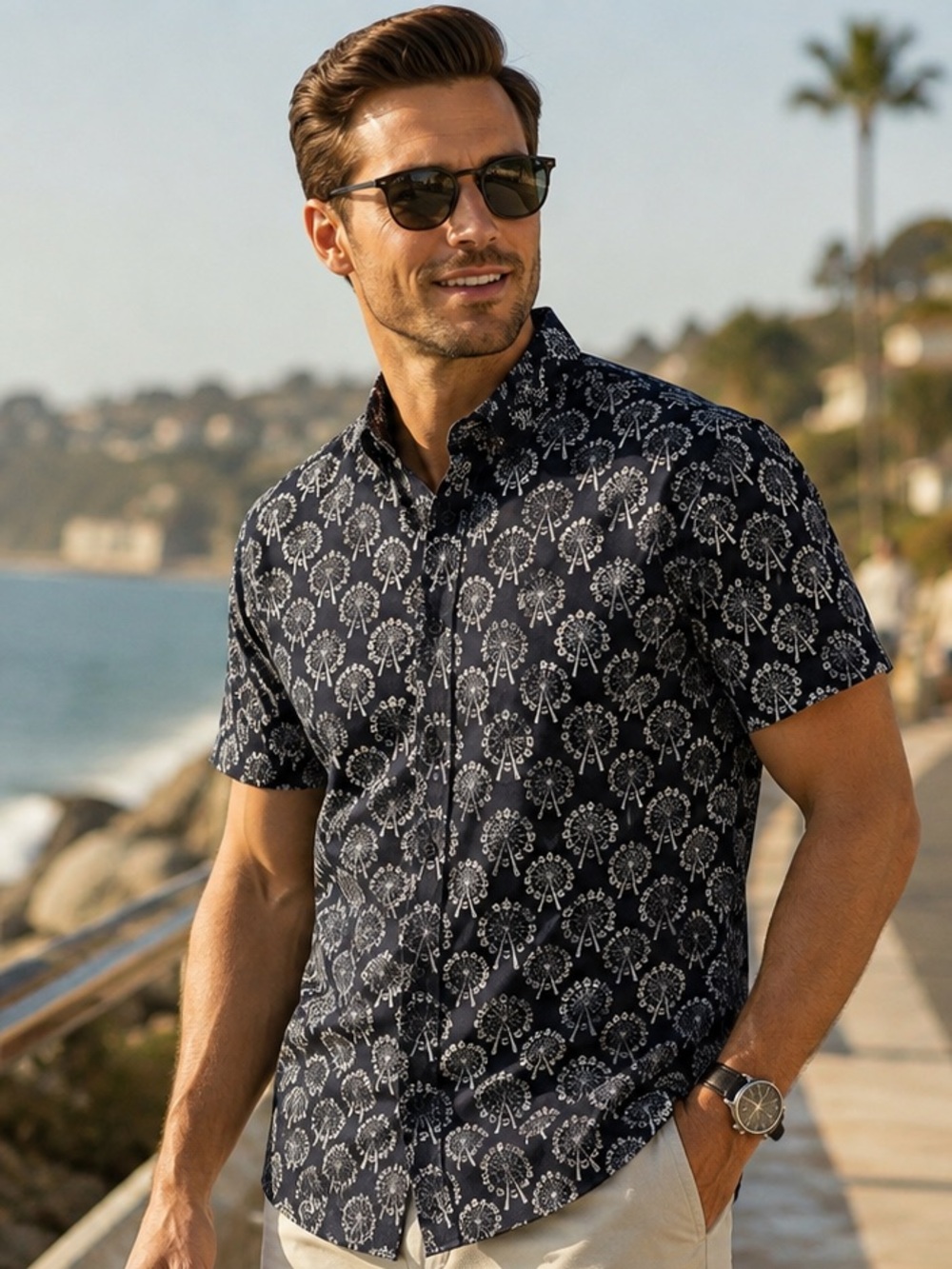 Original Penguin Heritage Slim Fit Shirt XL – Ferris Wheel Print Short Sleeve